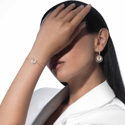 [baslovejewels]LUCKY MOVE WHITE MOTHER OF PEARL PINK GOLD DIAMOND BRACELET