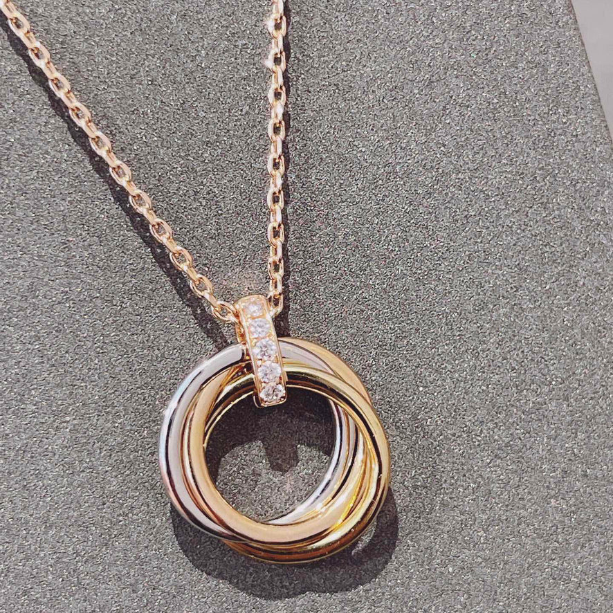 [baslovejewels]TRINITY NECKLACE GOLD  DIAMONDS