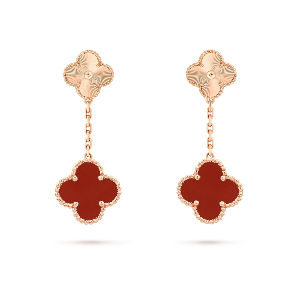 [basloveJW]CLOVER 2 MOTIF  LASER CARNELIAN EARRINGS