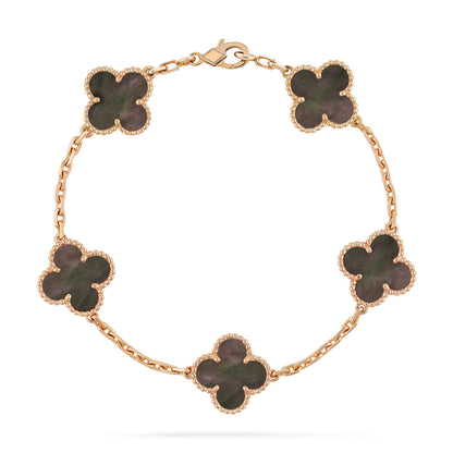 [baslovejewels]CLOVER 5 MOTIF GRAY MOP  BRACELET