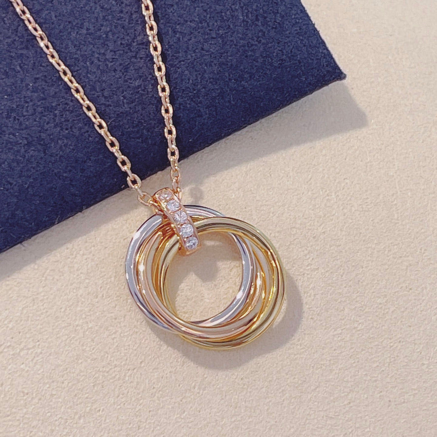 [baslovejewels]TRINITY NECKLACE GOLD  DIAMONDS