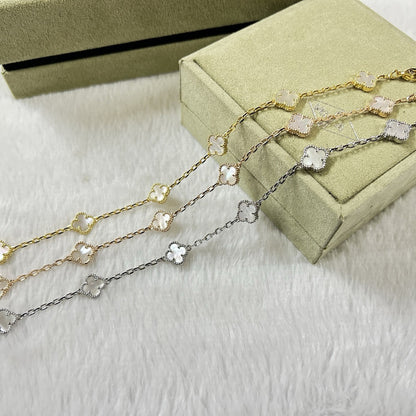 [baslovejewels]CLOVER 6 MOTIF WHITE MOP BRACELET