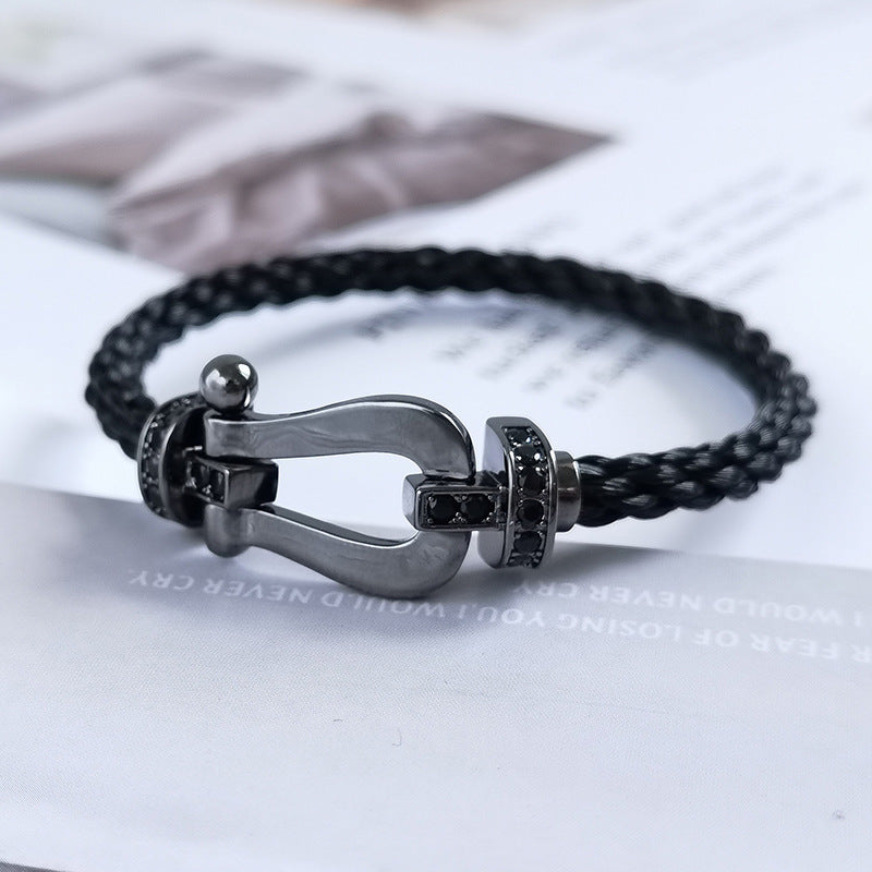 [baslovejewels]FORCE LARGE SERIES HORSESHOE BLACK SAMURAI BRACELET