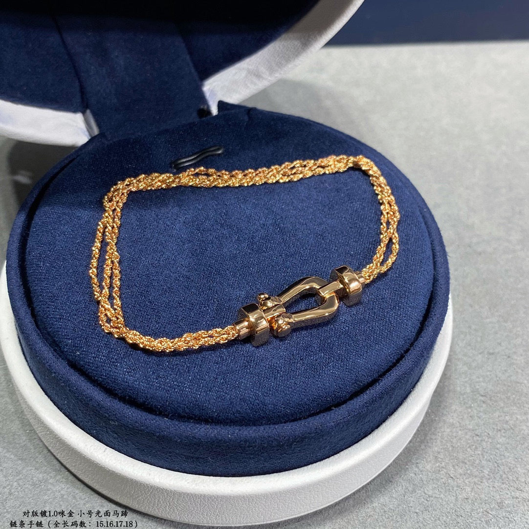 [baslovejewels]FORCE SMALL HORSESHOE  DIAMOND CHAIN ROPE BRACELET