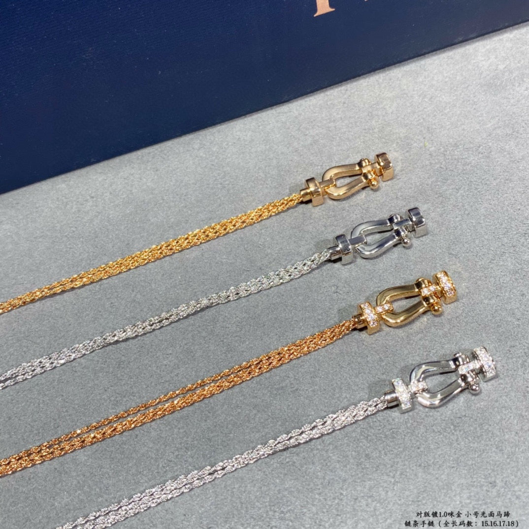 [baslovejewels]FORCE SMALL HORSESHOE  DIAMOND CHAIN ROPE BRACELET