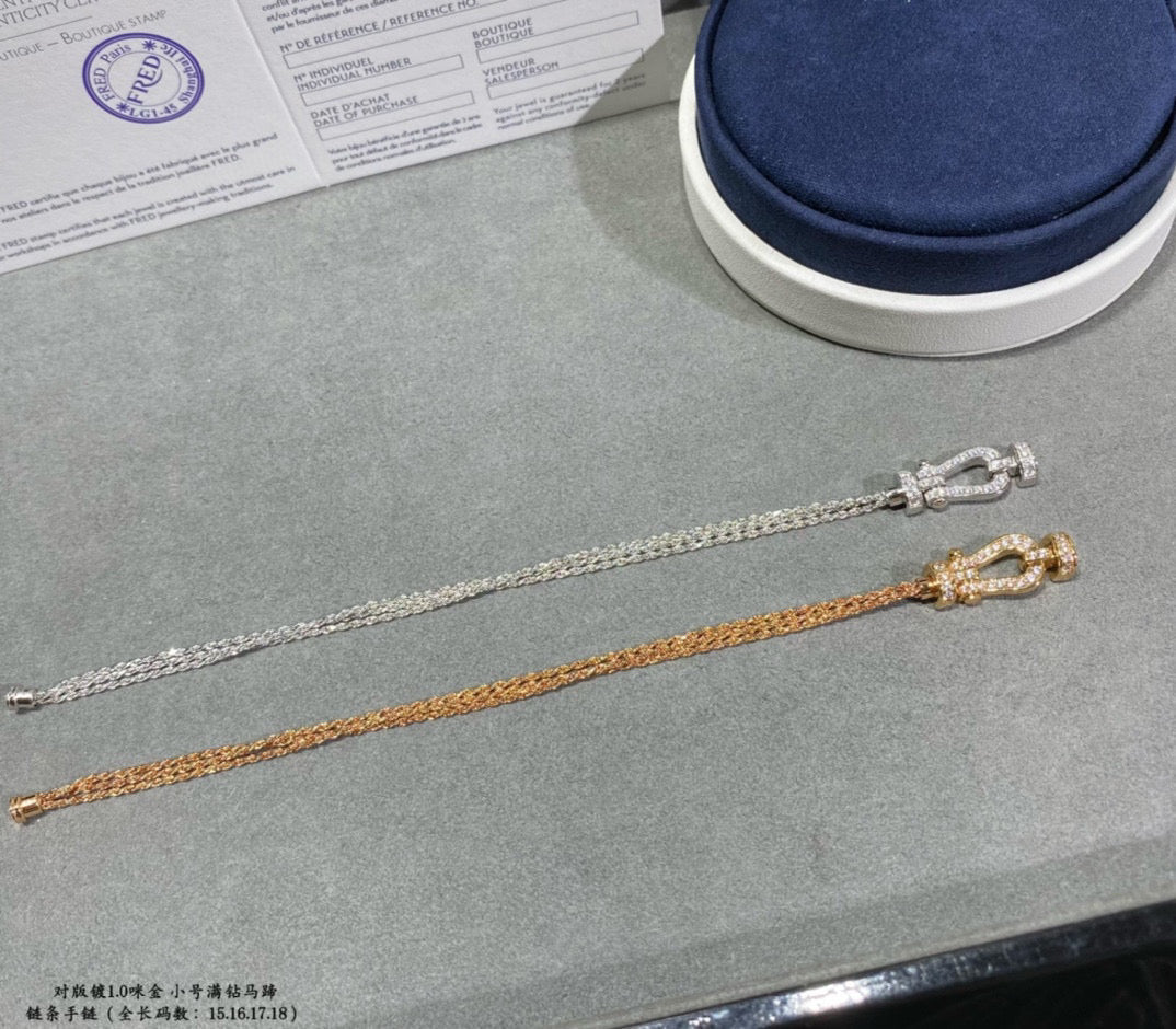 [baslovejewels]FORCE SMALL HORSESHOE  DIAMOND CHAIN ROPE BRACELET