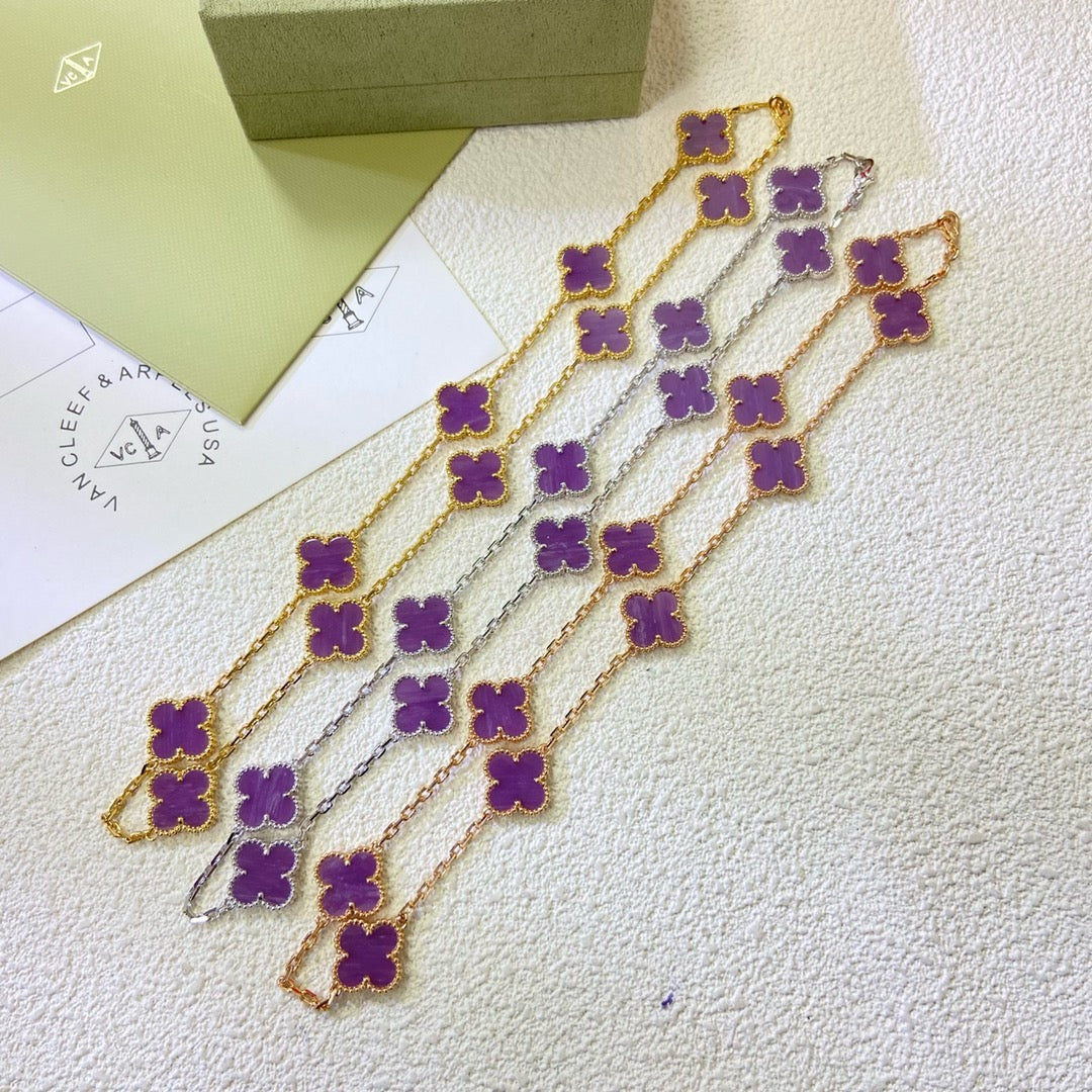 [baslovejewels]CLOVER 10 MOTIFS  PURPLE VIOLET  NECKLACE