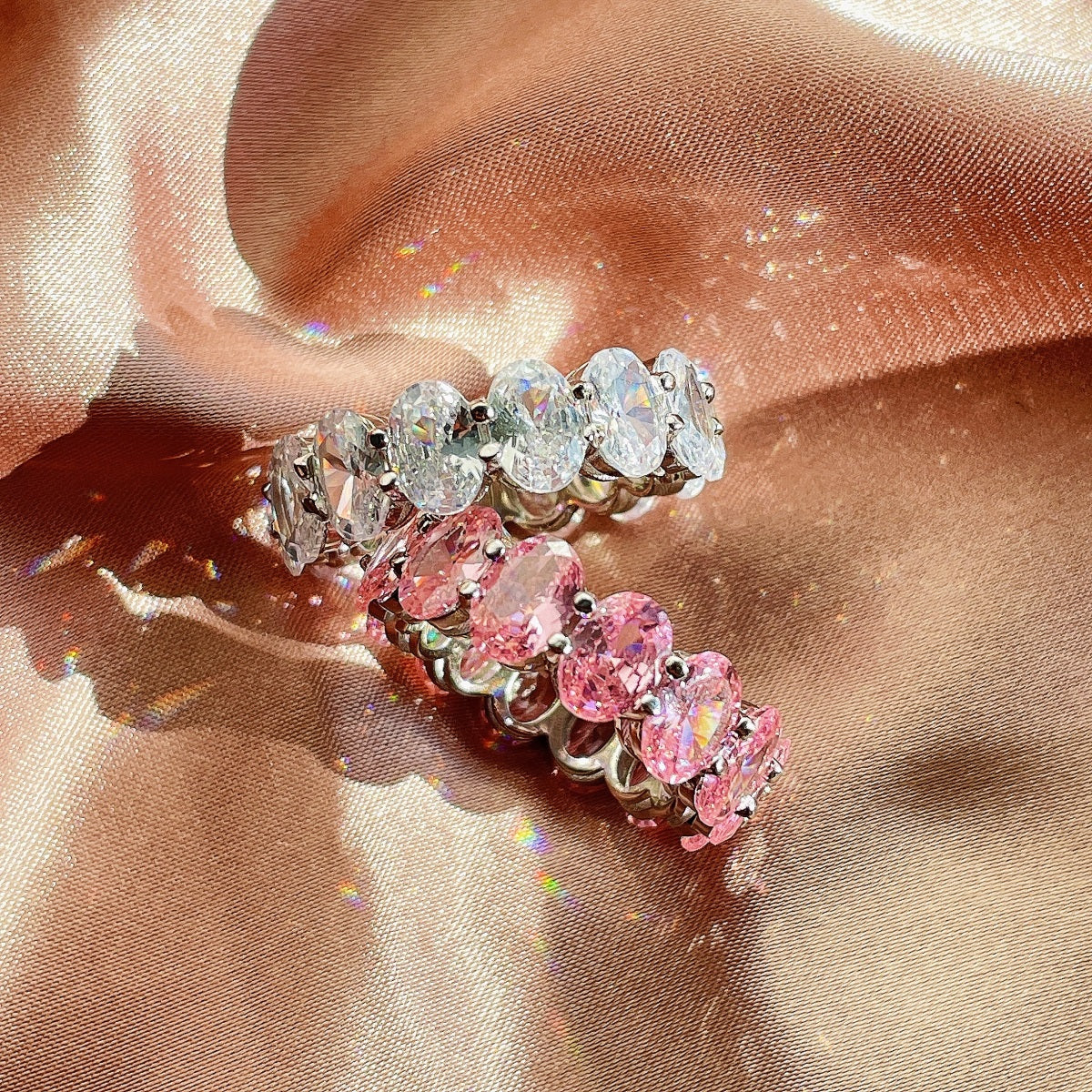[baslovejewels]Dainty Elongated Cushion Cut Tennis Ring