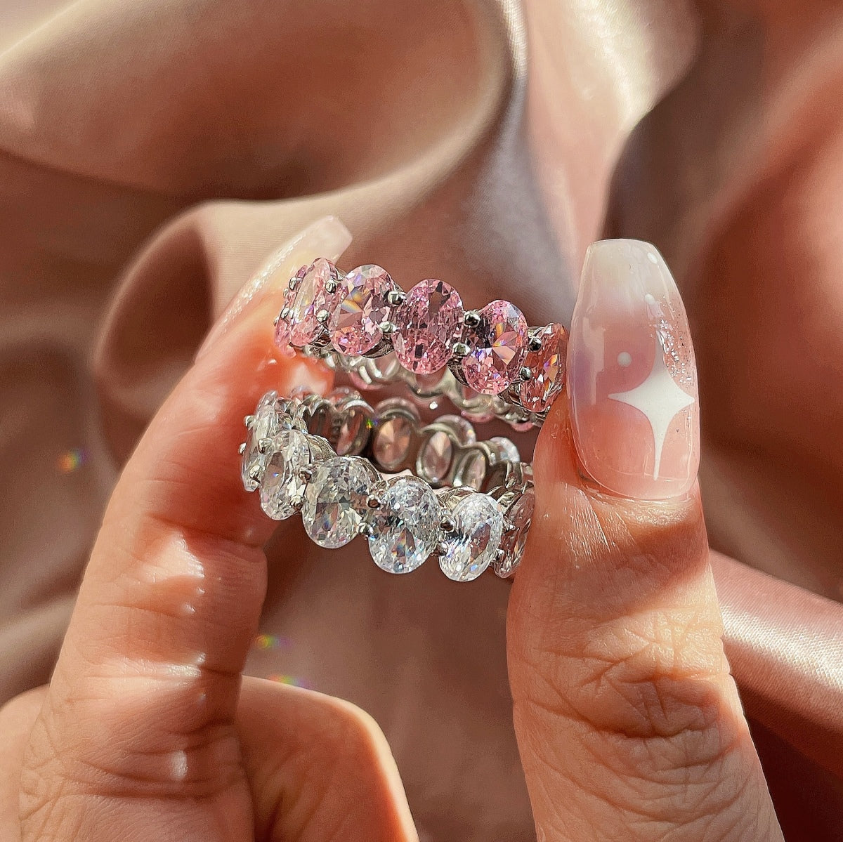 [baslovejewels]Dainty Elongated Cushion Cut Tennis Ring