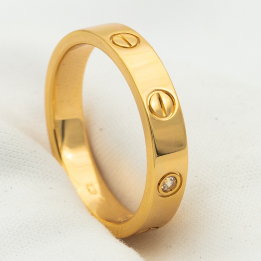 [baslovejewels]LOVE RING 4MM 1 DIAMOND PINK GOLD