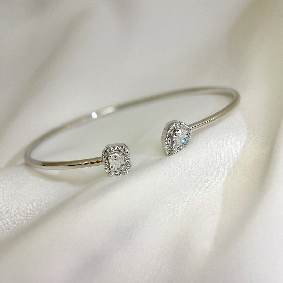 [baslovejewels]JONC FLEX MY TWIN TOI & MOI SILVER DIAMOND BRACELET