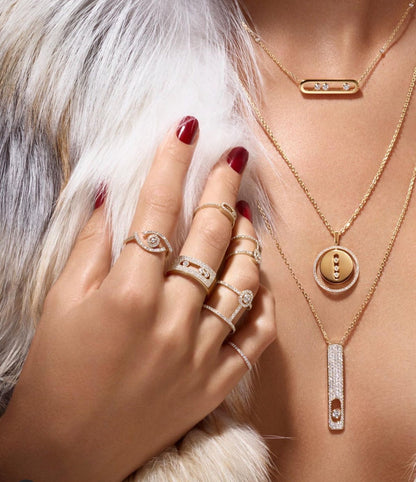 [baslovejewels]LUCKY MOVE PM NECKLACE PINK GOLD DIAMOND