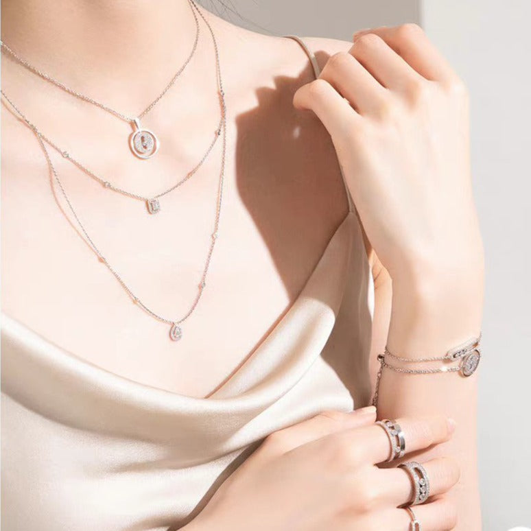 [baslovejewels]LUCKY MOVER PM PAVED NECKLACE