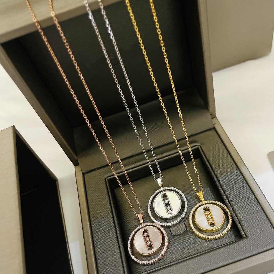 [baslovejewels]LUCKY MOVE MM NACRE BLANCHE DIAMOND NECKLACE
