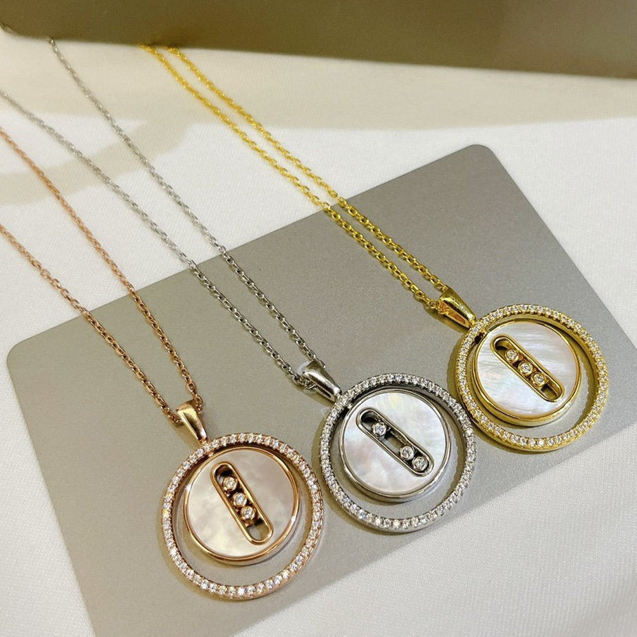 [baslovejewels]LUCKY MOVE MM NACRE BLANCHE DIAMOND NECKLACE
