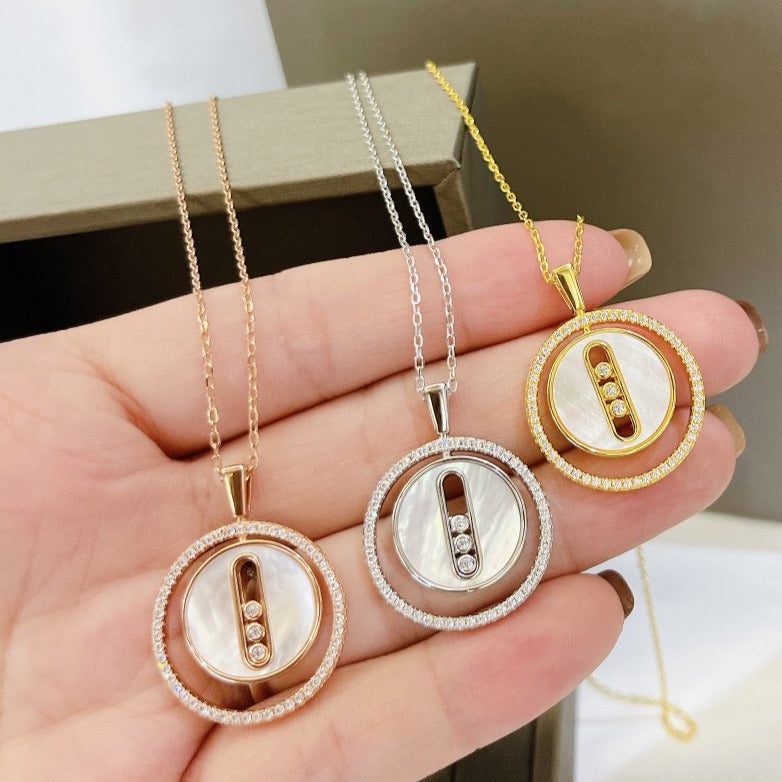 [baslovejewels]LUCKY MOVE MM NACRE BLANCHE DIAMOND NECKLACE