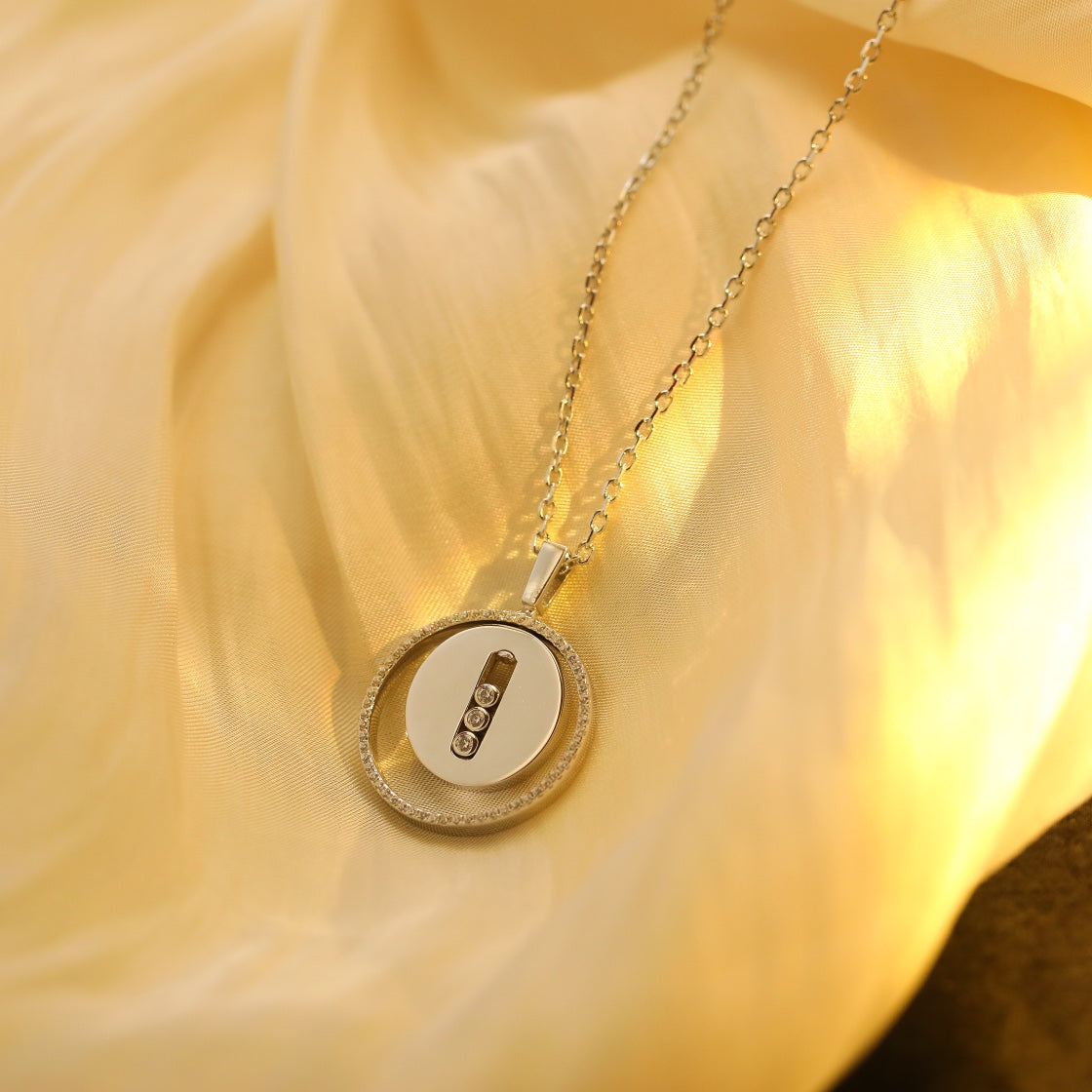[baslovejewels]LUCKY MOVE MM SILVER DIAMOND NECKLACE