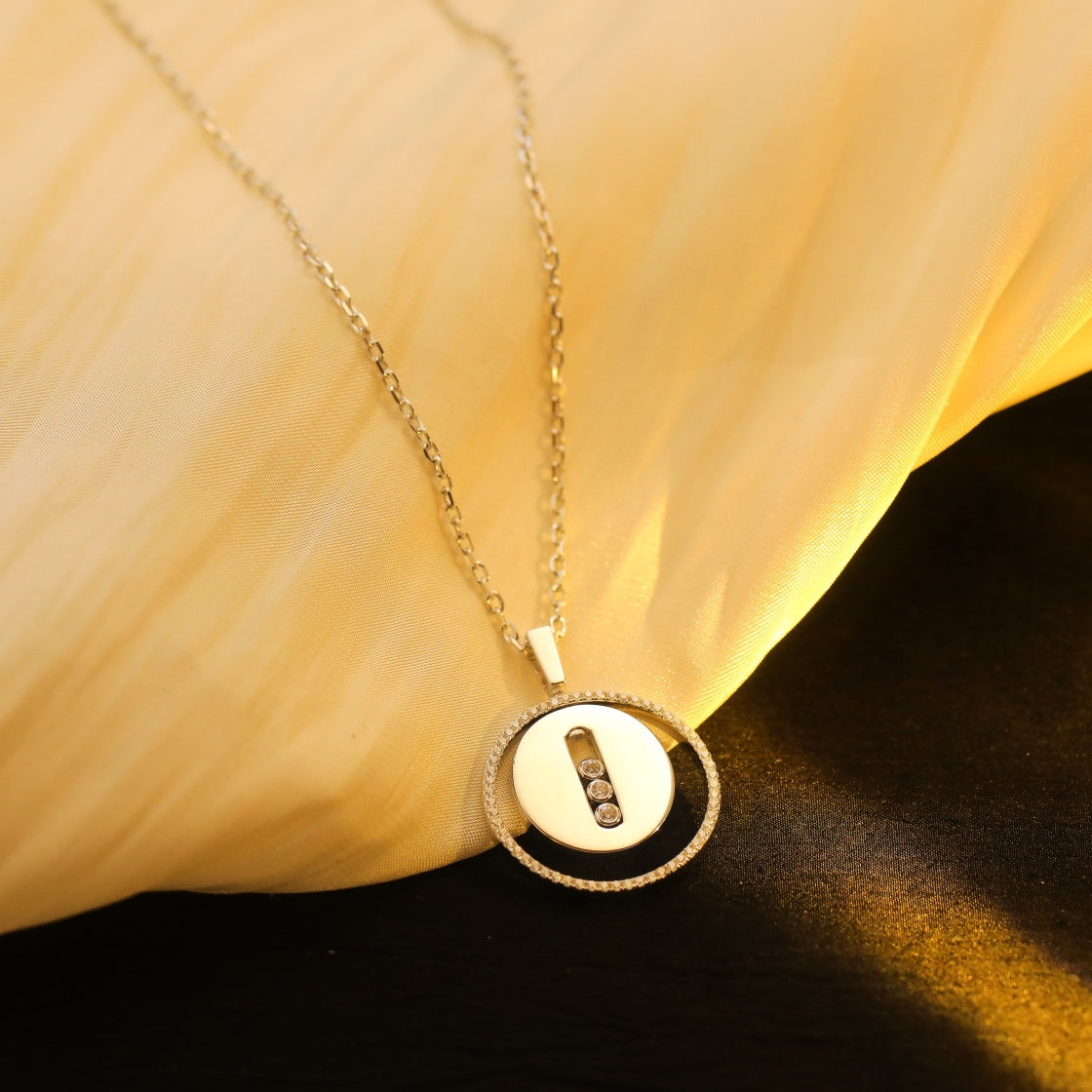 [baslovejewels]LUCKY MOVE MM SILVER DIAMOND NECKLACE