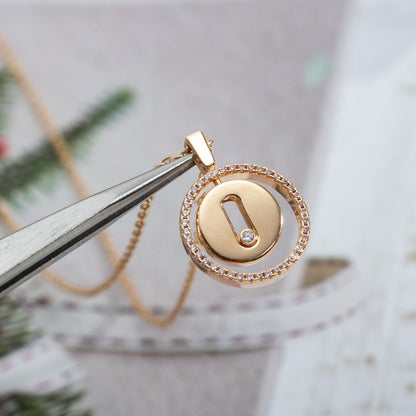 [baslovejewels]LUCKY MOVE PM NECKLACE PINK GOLD DIAMOND