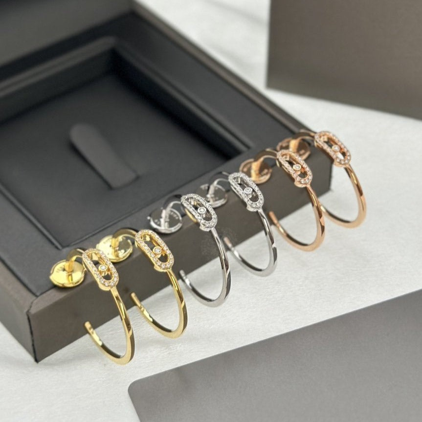 [baslovejewels]CREOLES MOVE UNO PM DIAMOND EARRINGS