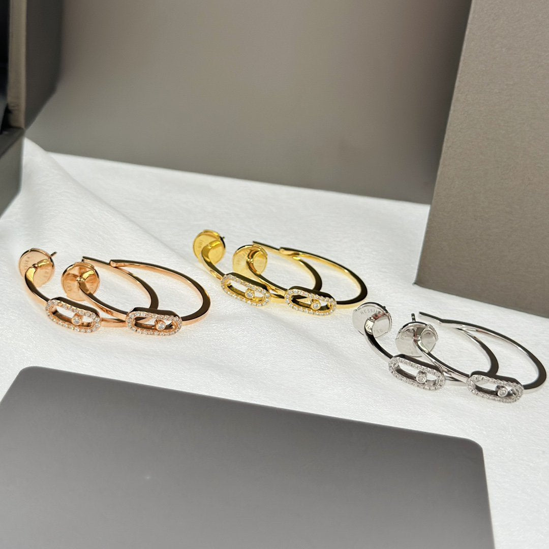 [baslovejewels]CREOLES MOVE UNO PM DIAMOND EARRINGS
