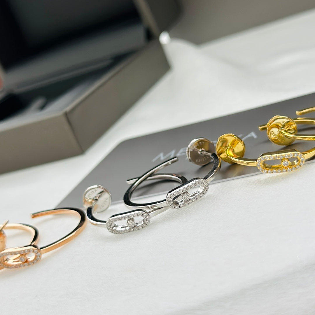 [baslovejewels]CREOLES MOVE UNO PM DIAMOND EARRINGS