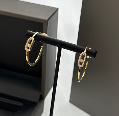 [baslovejewels]CREOLES MOVE UNO PM DIAMOND EARRINGS