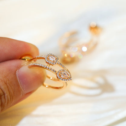 [baslovejewels]CREOLES MY TWIN 2 RANGS SILVER DIAMOND EARRINGS