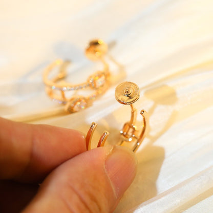 [baslovejewels]CREOLES MY TWIN 2 RANGS SILVER DIAMOND EARRINGS
