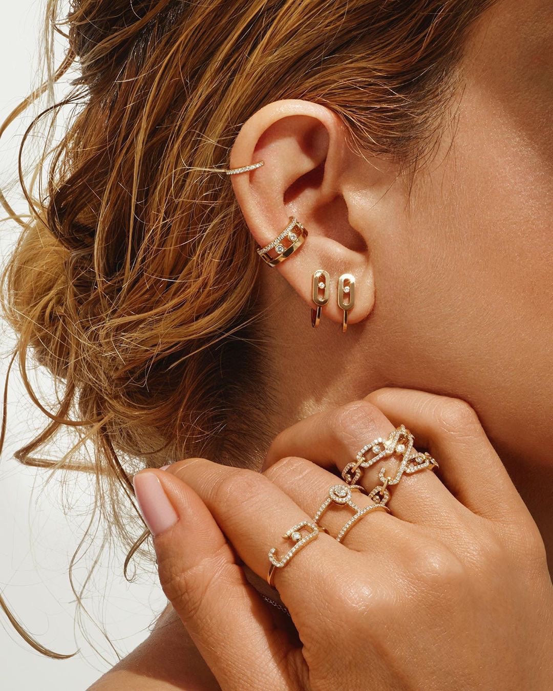 [baslovejewels]CREOLES MOVE UNO MINI 1 DIAMOND EARRINGS