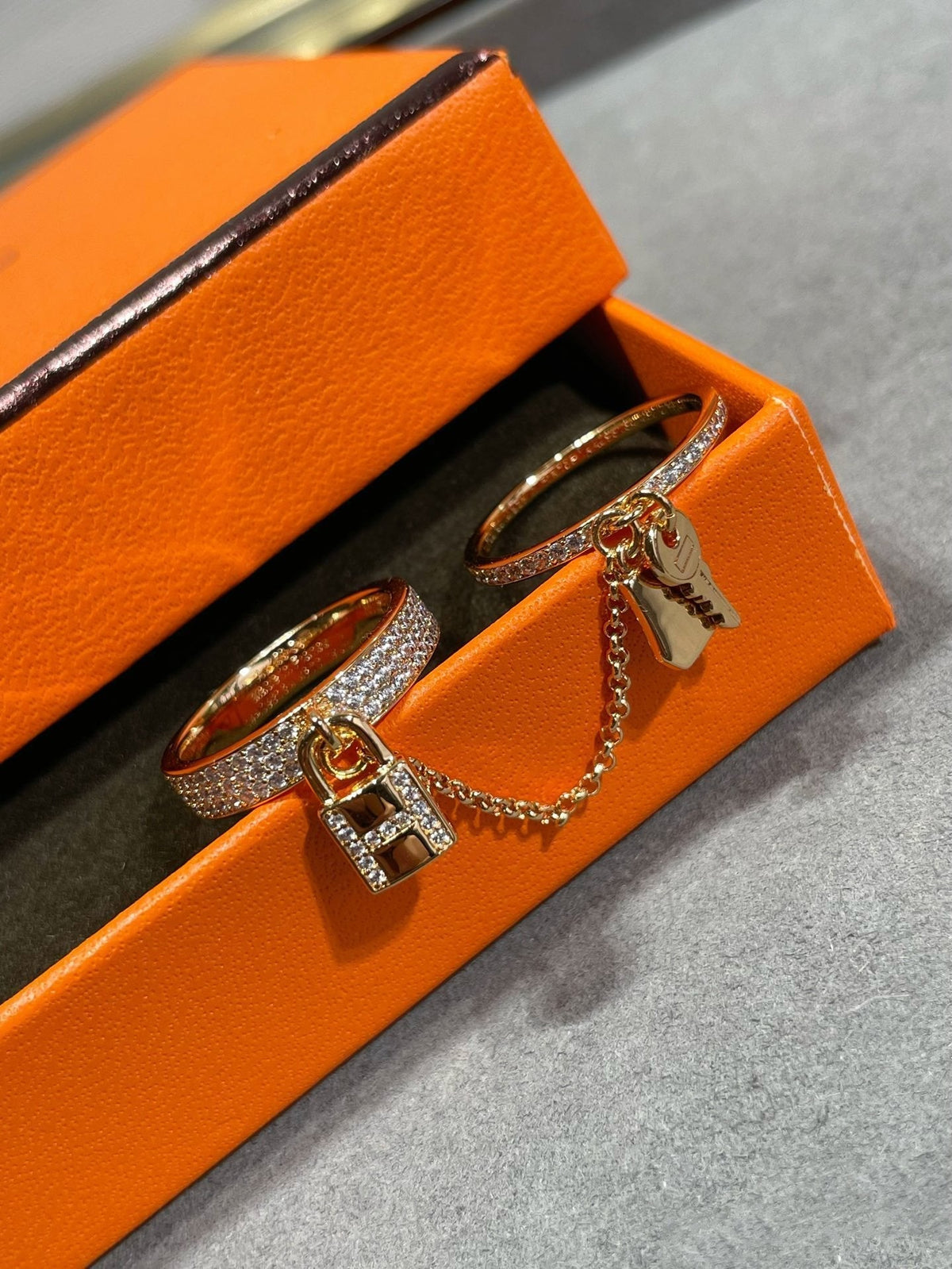 [baslovejewels]HM KELLY CLOCHETTE DOUBLE RING IN  WITH DIAMONDS