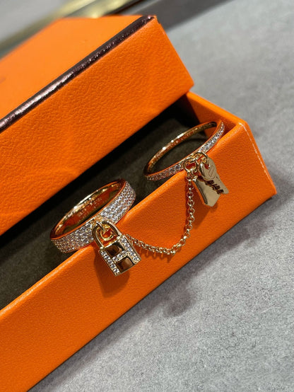 [baslovejewels]HM KELLY CLOCHETTE DOUBLE RING IN  WITH DIAMONDS