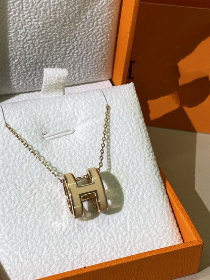 [baslovejewels]HM CLIC YELLOW ENAMEL GOLD NECKLACE