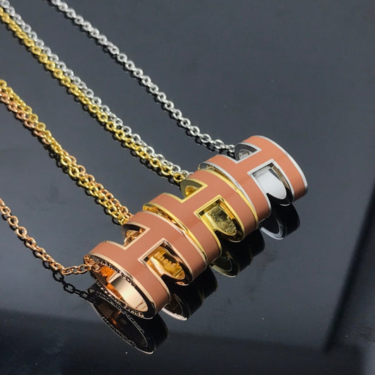 [baslovejewels]H NECKLACE BROWN