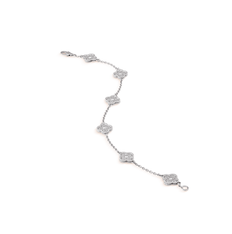 [baslovejewels]CLOVER 6 MOTIF SILVER DIAMOND BRACELET