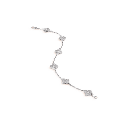 [baslovejewels]CLOVER 6 MOTIF SILVER DIAMOND BRACELET