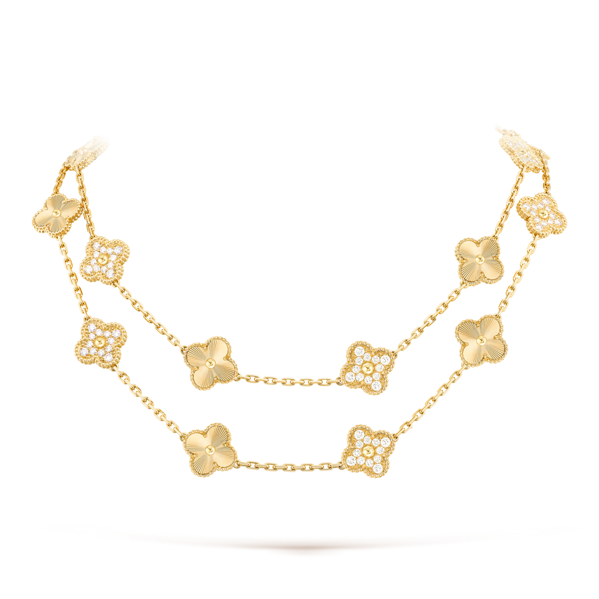 [baslovejewels]CLOVER 20 MOTIFS LASER DIAMOND NECKLACE