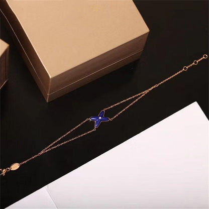 [baslovejewels]JEUX BRACELET BLUE AGATE PINK GOLD 1 DIAMOND