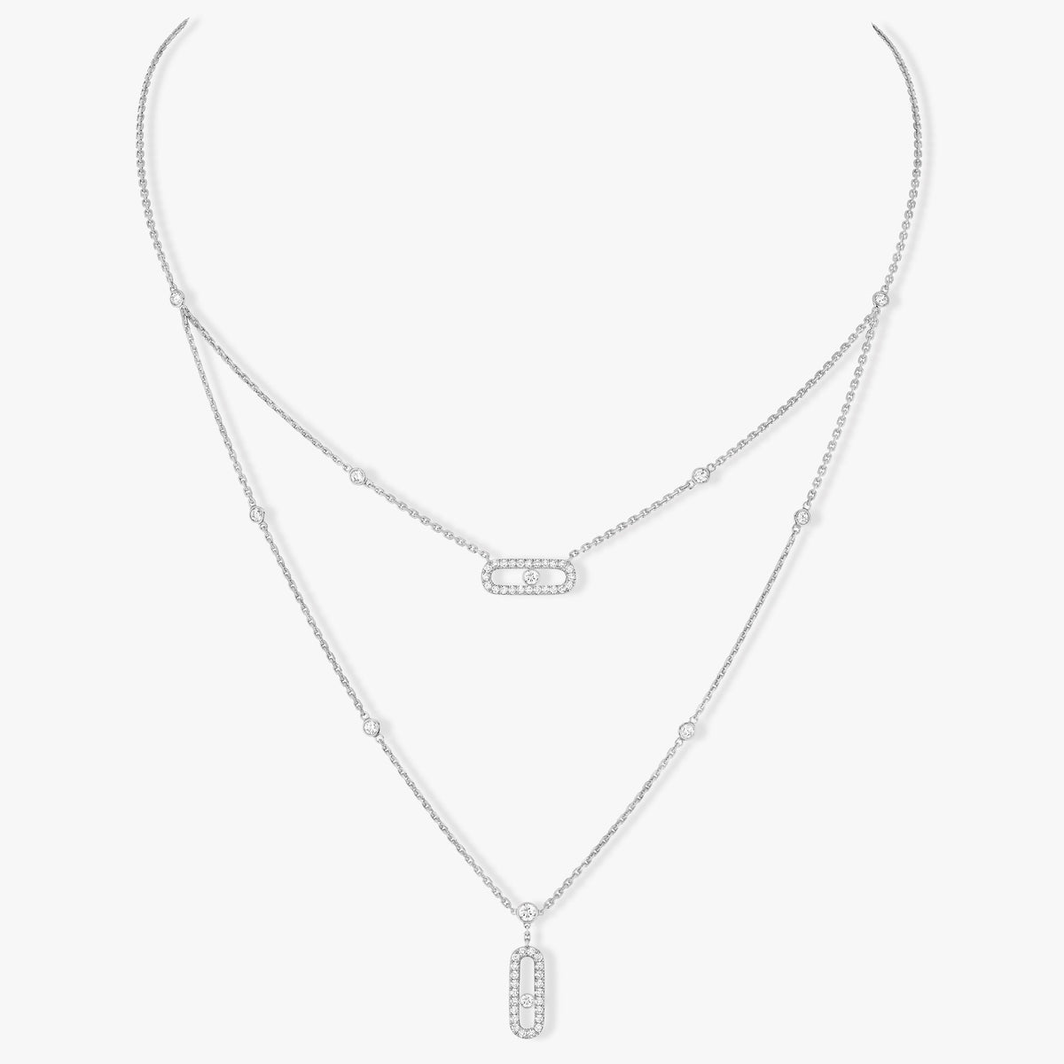 [baslovejewels]MOVE 2 ROW DIAMOND NECKLACE