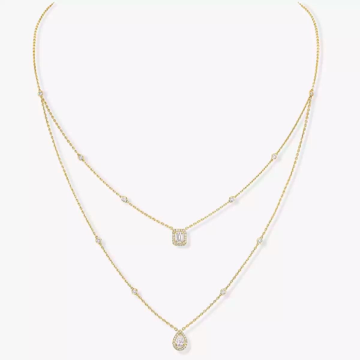 [baslovejewels]Diamond Necklace My Twin 2 Rows