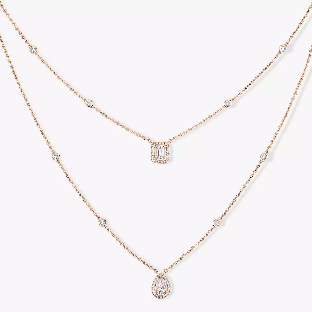 [baslovejewels]Diamond Necklace My Twin 2 Rows