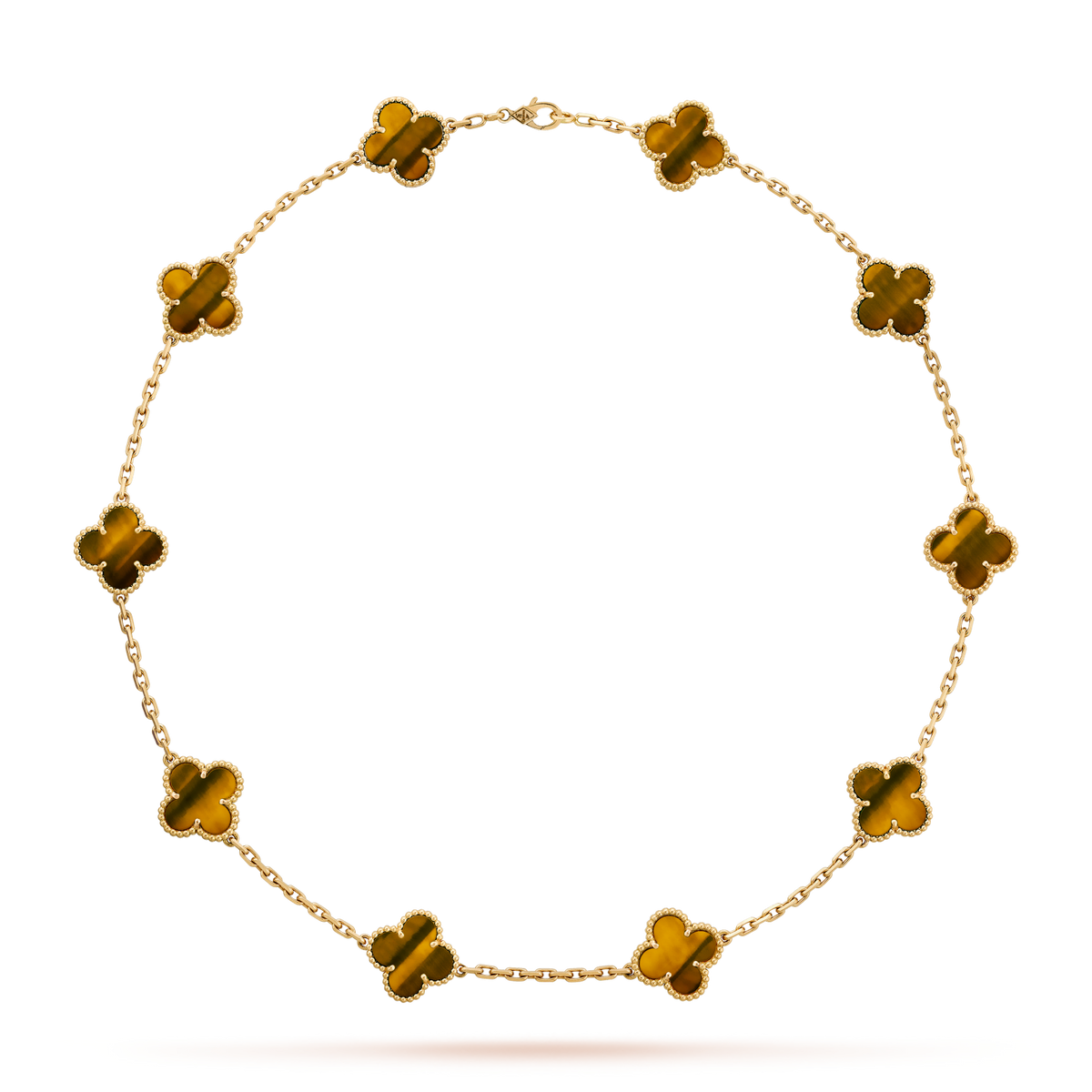 [baslovejewels]CLOVER 10 MOTIFS TIGER EYE NECKLACE