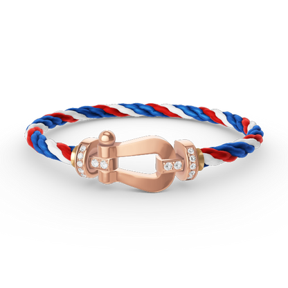[baslovejewels]FORCE LARGE HORSESHOE HALF DIAMOND BRACELET ROSE GOLD