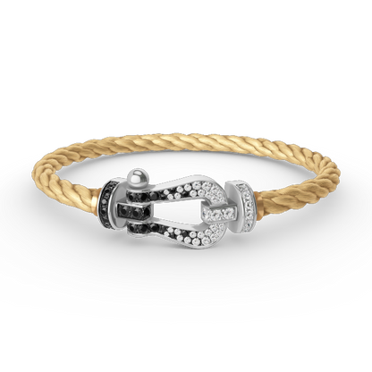 [baslovejewels]FORCE LARGE HORSESHOE BLACK WHITE DIAMOND BRACELET SILVER