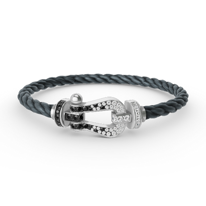 [baslovejewels]FORCE LARGE HORSESHOE BLACK WHITE DIAMOND BRACELET SILVER