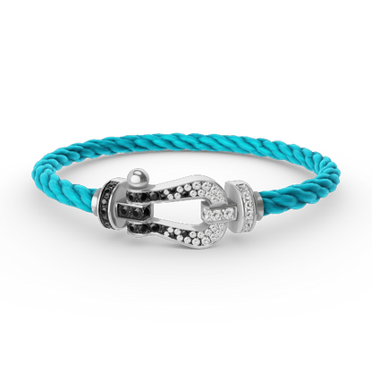 [baslovejewels]FORCE LARGE HORSESHOE BLACK WHITE DIAMOND BRACELET SILVER
