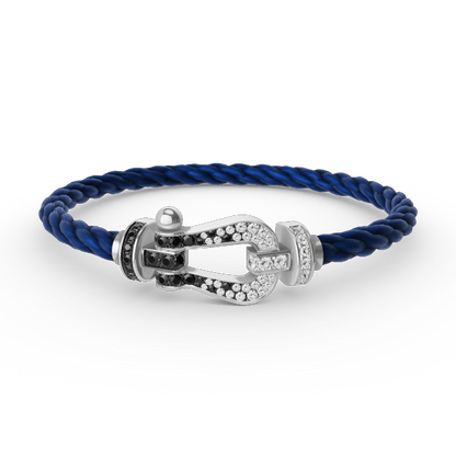 [baslovejewels]FORCE LARGE HORSESHOE BLACK WHITE DIAMOND BRACELET SILVER