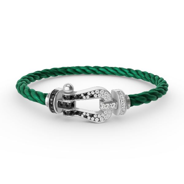 [baslovejewels]FORCE LARGE HORSESHOE BLACK WHITE DIAMOND BRACELET SILVER