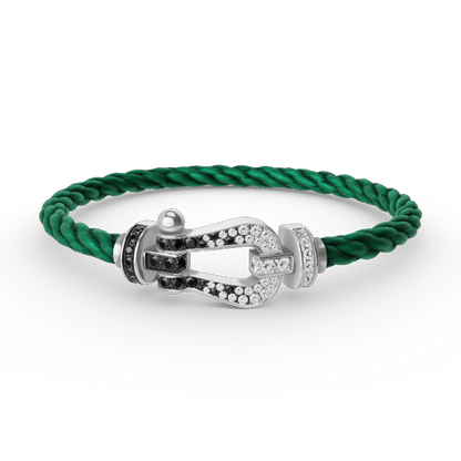 [baslovejewels]FORCE LARGE HORSESHOE BLACK WHITE DIAMOND BRACELET SILVER