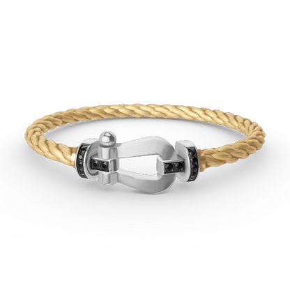 [baslovejewels]FORCE LARGE HORSESHOE BLACK DIAMOND BRACELET SILVER